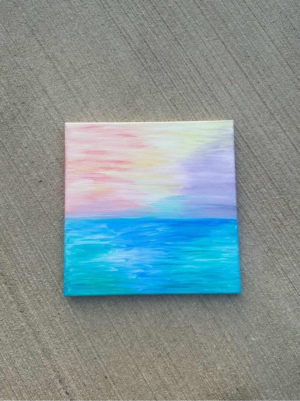 Abstract Ocean Sunset Canvas Wall Art Blue & Pastel Original Artwork by Cena - Picture 5 of 10